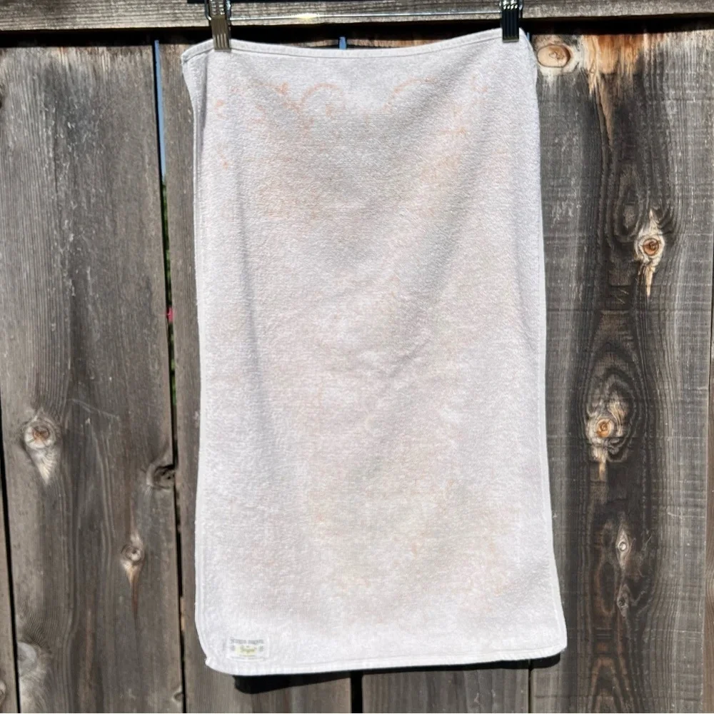 Vintage MCM Screen Prints by Sayco 2 Piece Towel Set White Orange Floral USA